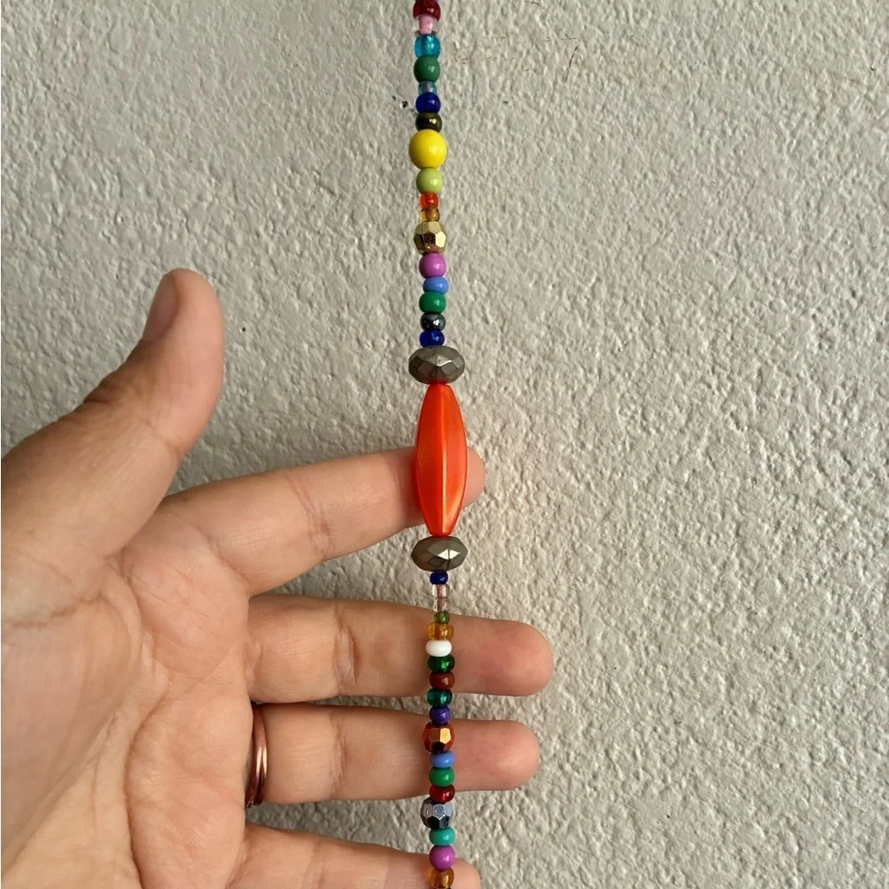 Colorful Heart Beaded Handicrafts Wall Hanging Decor With Metal Bell